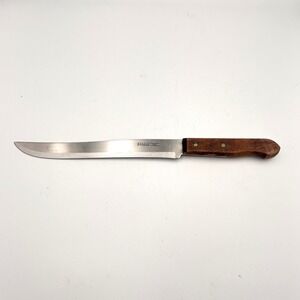Vintage 1970s Ekco Eterna Slicer Knife Stainless Steel USA Wood Handle 12.5"‎